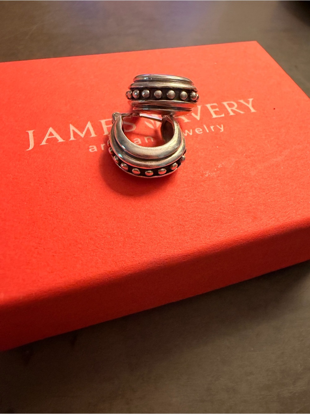 RETIRED James Avery Sterling Silver Beaded Huggie Hoop Earrings